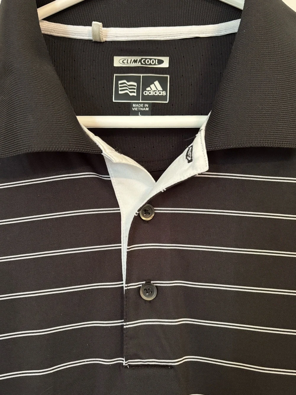 Adidas Men's Striped Black Performance Polo Golf Tennis Pickleball Size L